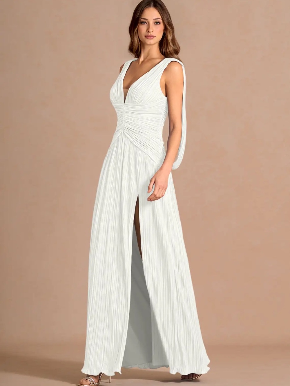Azazie Quellia White Maxi Dress